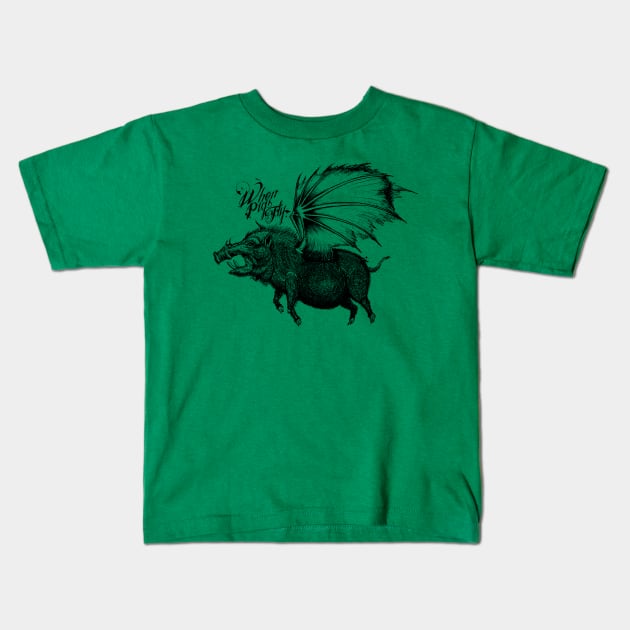 When Pigs Fly Kids T-Shirt by SpacoMakaco